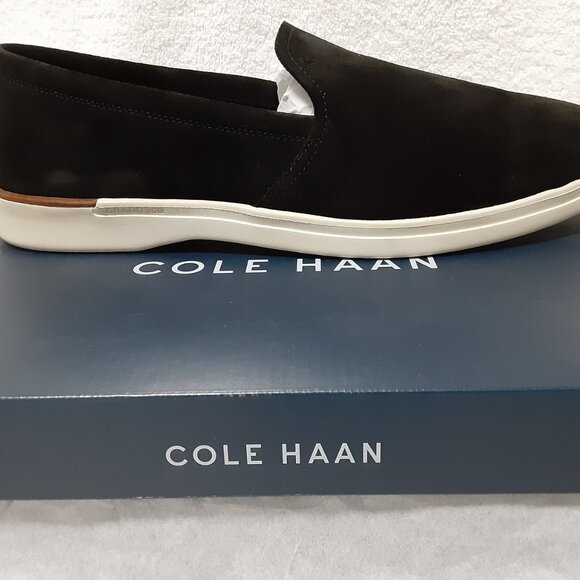 COLE HANN MEN GRAND 360 SUEDE LEATHER SLIP ON SHOES BLACK/WHITE 11M - Picture 3 of 16